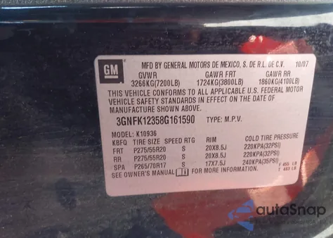 2008 Chevrolet Avalanche Ltz from USA, damaged, VIN 3GNFK12358G161590